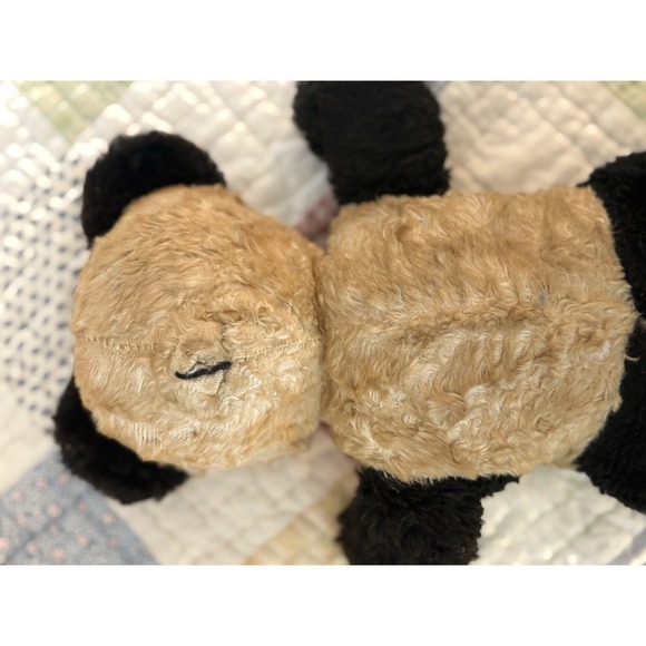 Vintage no eye Panda Stuffed Animal Plush Black Tan Medium 16" - Picture 4 of 5